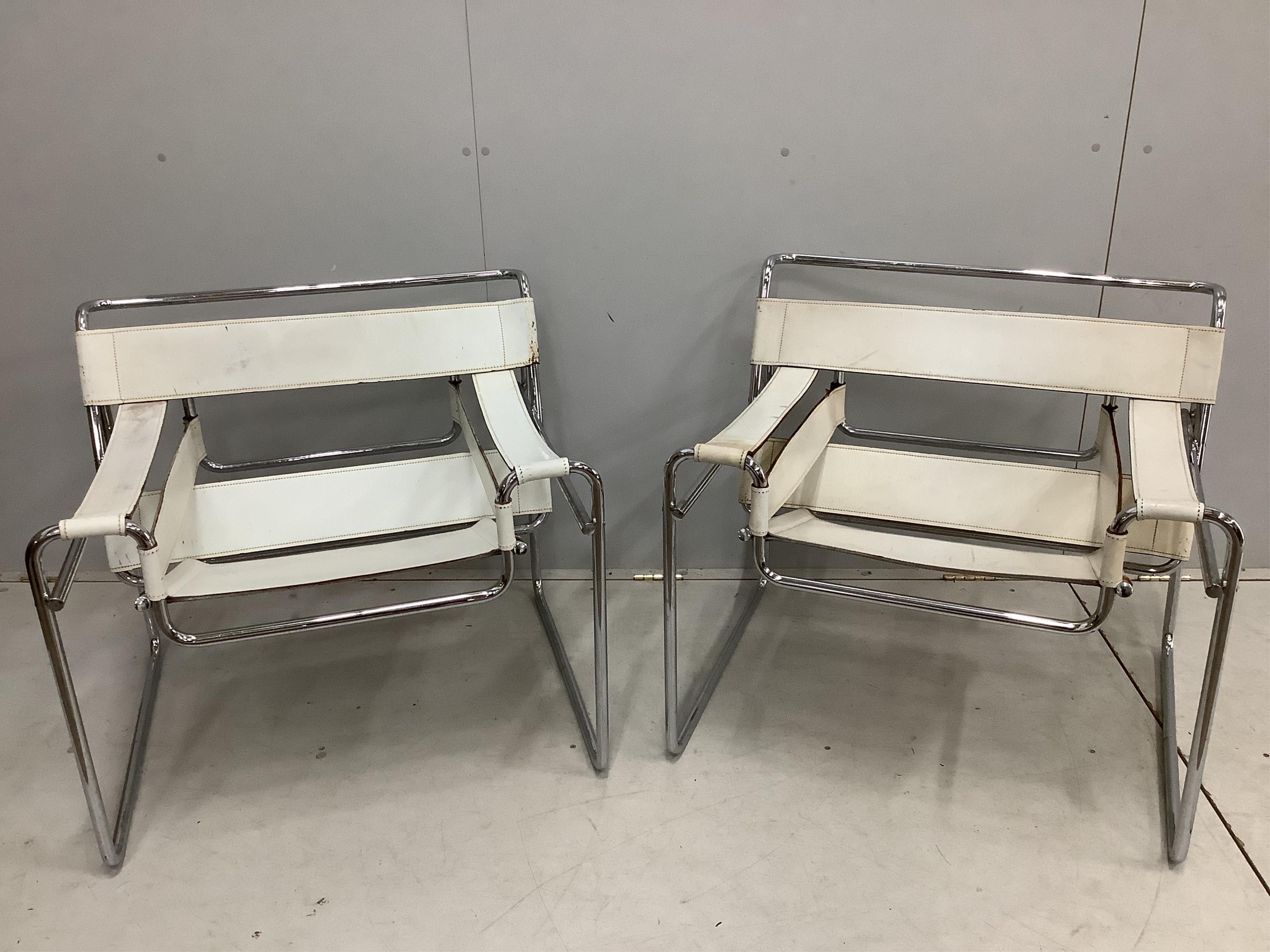A pair of Wassily chairs by Gavina, width 78cm, depth 70cm, height 72cm